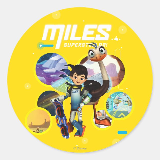 Sticker Rond Miles Superstellar & MERC Robotic Sidekick (Devant)