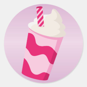 Sticker Rond Milkshake aux fraises