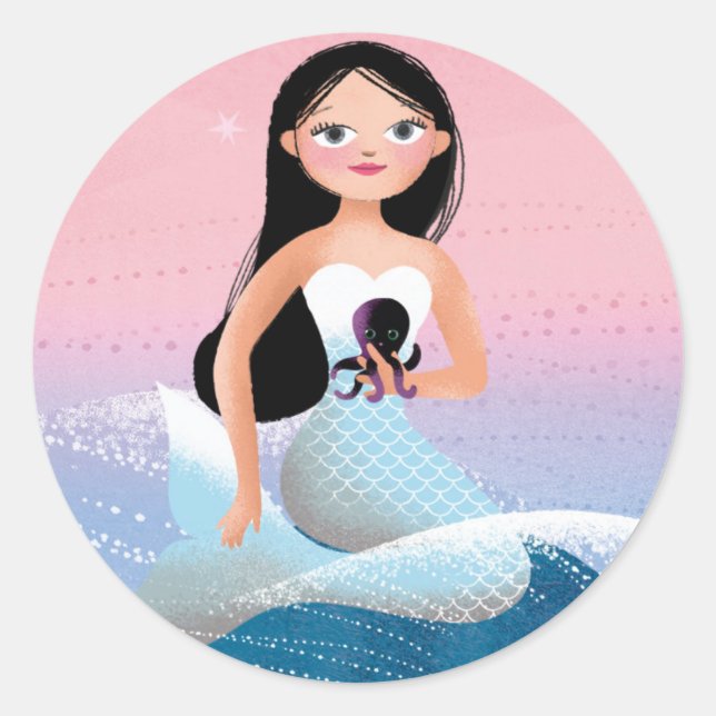 Sticker Rond Milla, illustration de la sirène (Devant)