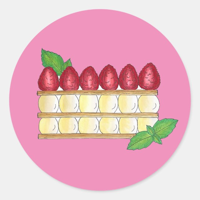 Sticker Rond Mille Feuille Français Pâtisserie (Devant)