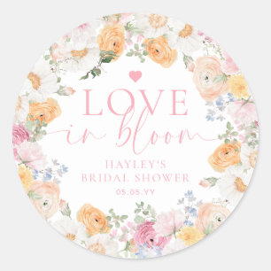Sticker Rond Millie Floral Love En Fleur Mariage Shower