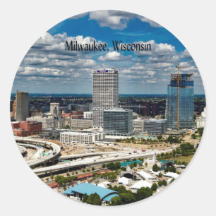 Sticker Rond Milwaukee, Wisconsin, paysage urbain