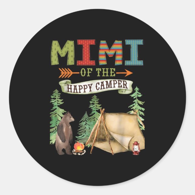Sticker Rond Mimi Of The Happy Camper First Birthday Camng  (Devant)