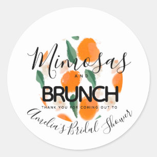 Sticker Rond Mimosa Brunch Dessinée à la main  Baby Shower  