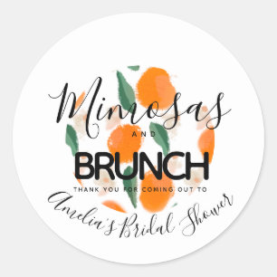 Sticker Rond Mimosa Brunch Fête des mariées tirée main