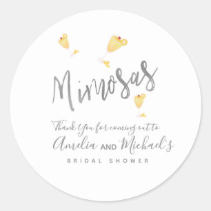 Sticker Rond Mimosa Confetti Merci de Fête des mariées jaune