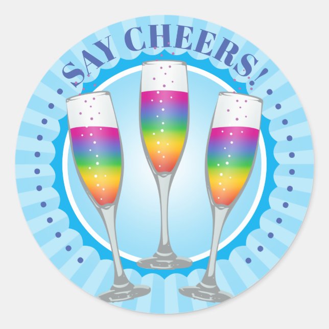 Sticker rond Mimosa Rainbow Champagne Glasses (Devant)