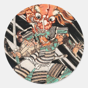 Sticker Rond Minamoto Yorimitsu Kuniyoshi Utagawa héros art