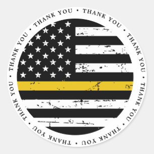 Sticker Rond Mince Gold Line 911 Police Dispatcher Merci