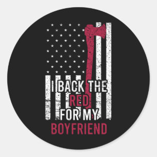 Sticker Rond Mince Red Line Drapeau Pompier Girami
