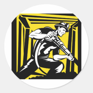 Sticker Rond mine de charbon jack pneumatique foreuse rétro