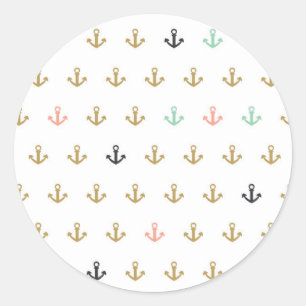 Sticker Rond Mini Anchor Pattern