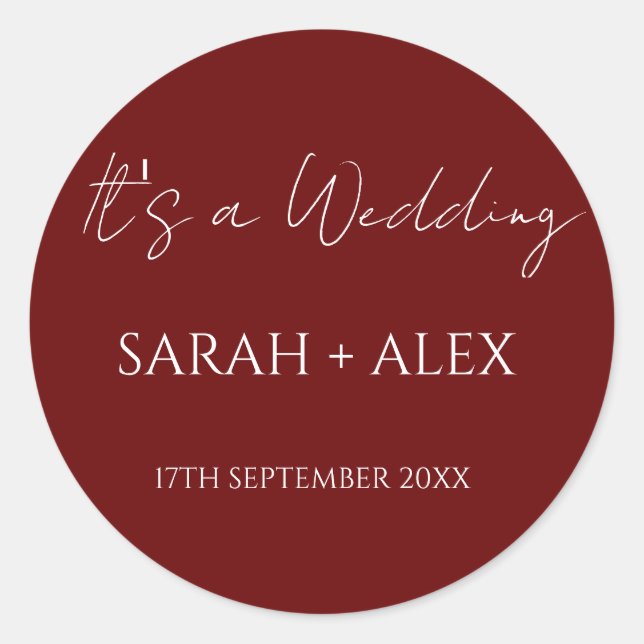 Sticker Rond Mini-bar Mariage Maroon Cocktail serviettes (Devant)