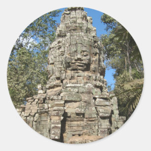 Sticker Rond Mini Bayon ... Ta Prohm, Siem Reap, Cambodge