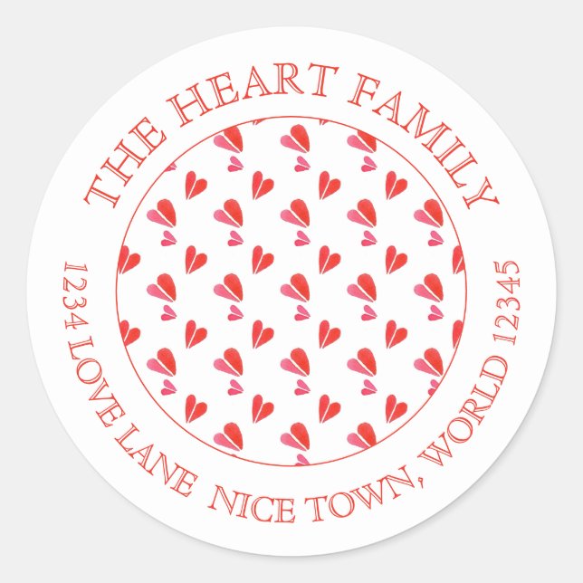 Sticker Rond MINI COEURS Petits joints ronds d'enveloppe (Devant)