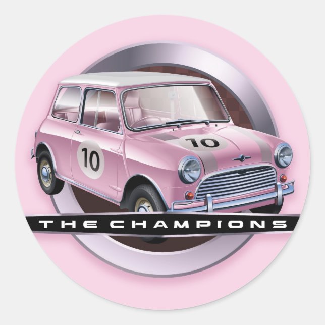 Sticker Rond Mini Cooper S rose (Devant)