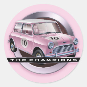Sticker Rond Mini Cooper S rose