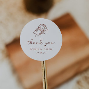 Sticker Rond Mini-fer à cheval   Mariage Brown et blanc