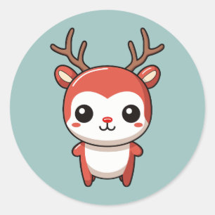 Sticker Rond Mini Noël mignon bébé Rudolph Reindeer