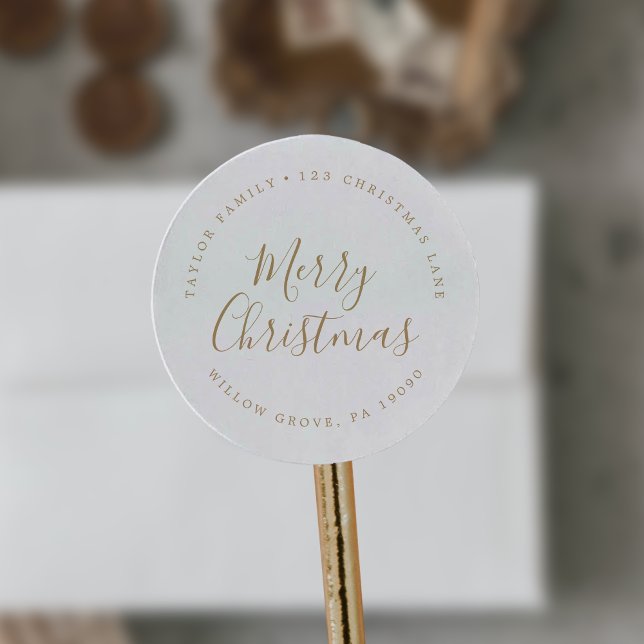 Sticker Rond Mini-or Joyeux Noël Adresse circulaire (Créateur téléchargé)