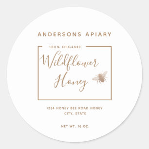 Sticker Rond Mini pot de miel d'abeille blanche moderne