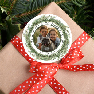 Sticker Rond Miniature de Noël photo moderne simple