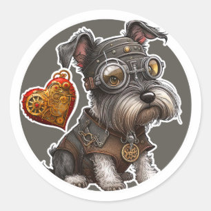 Sticker Rond Miniature de Schnauzer Dog