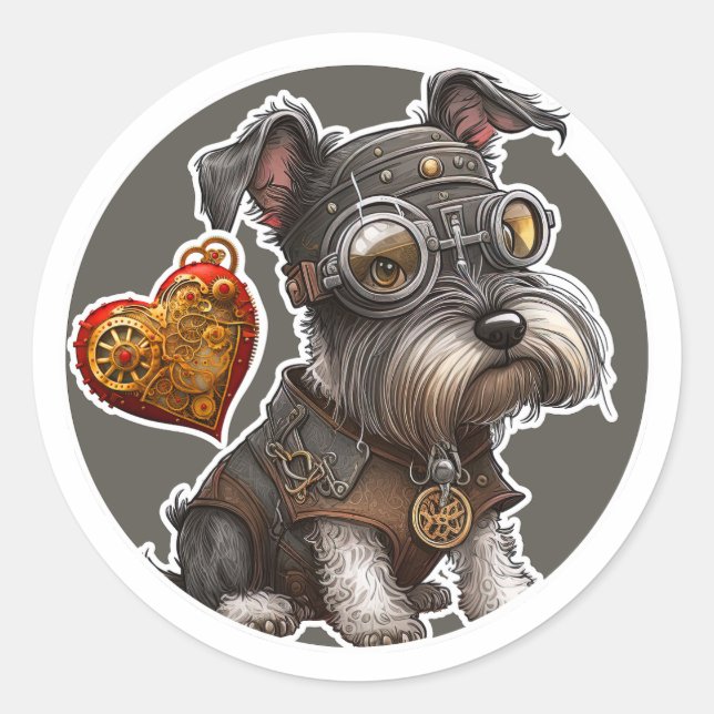 Sticker Rond Miniature de Schnauzer Dog (Devant)