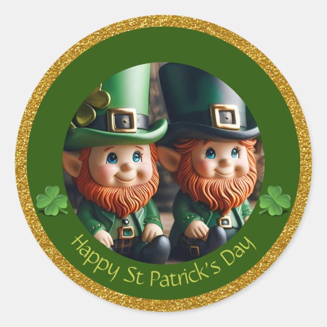 Sticker Rond Miniature Leprechaun St Patrick's Day Merci RS01 (Devant)