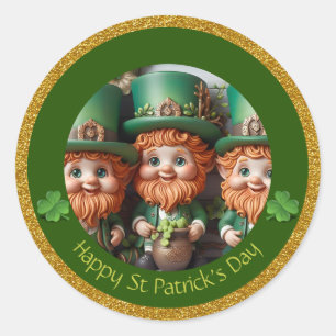 Sticker Rond Miniature Leprechaun St Patrick's Day Merci RS02