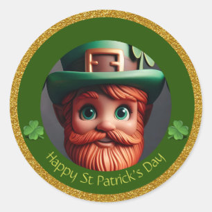 Sticker Rond Miniature Leprechaun St Patrick's Day Merci RS03