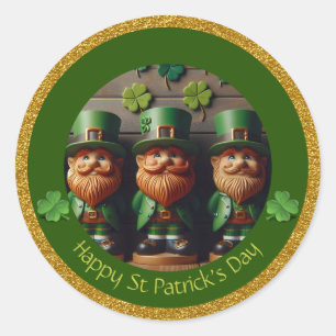 Sticker Rond Miniature Leprechaun St Patrick's Day Merci RS06