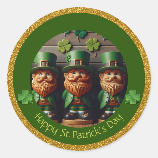 Sticker Rond Miniature Leprechaun St Patrick's Day Merci RS06 (Devant)