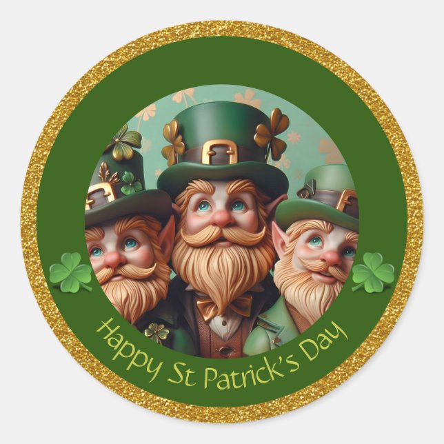 Sticker Rond Miniature Leprechaun St Patrick's Day Merci RS08 (Devant)
