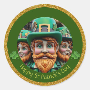 Sticker Rond Miniature Leprechaun St Patrick's Day Merci RS09