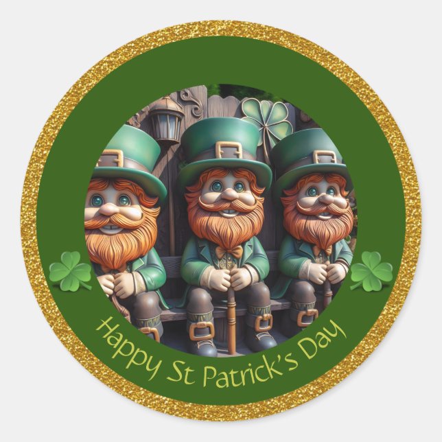Sticker Rond Miniature Leprechaun St Patrick's Day Merci RS10 (Devant)