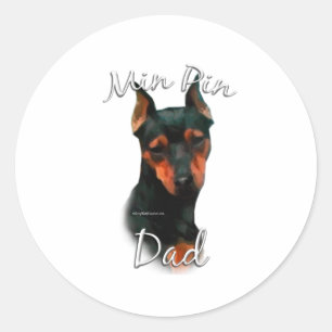 Sticker Rond Miniature Pinscher (noir) Papa 2