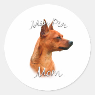 Sticker Rond Miniature Pinscher (rouille) Maman 2
