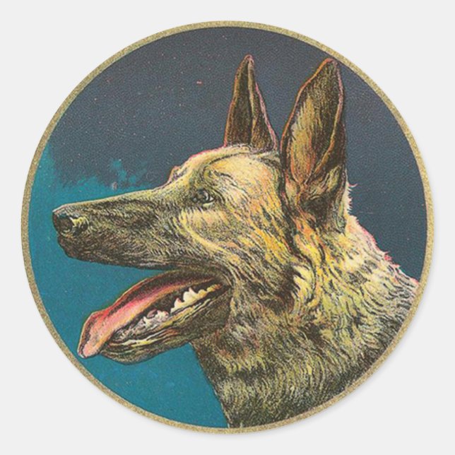Sticker Rond MINIATURE PORTRAITS DE CHIEN Berger allemand (Devant)