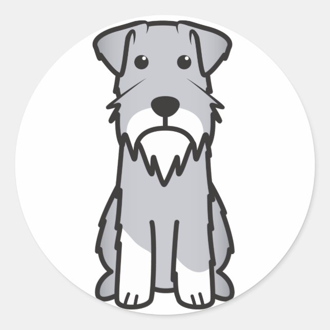 Sticker Rond Miniature Schnauzer Dog Cartoon (Devant)