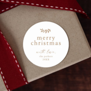 Sticker Rond Minimal Greenery Simple Joyeux Noël