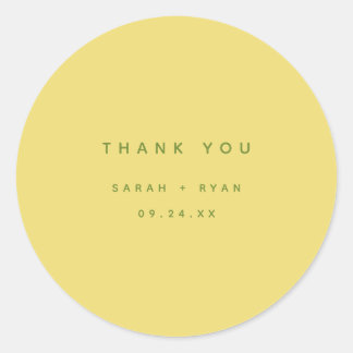 Sticker Rond Minimal Lemon Yellow "Thank You" Custom Wedding