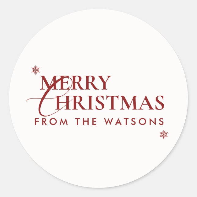 Sticker Rond Minimal Modern Classic Script Christmas (Devant)