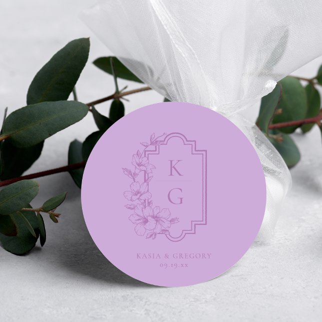 Sticker Rond Minimal moderne | Monogramme Mariage (Créateur téléchargé)