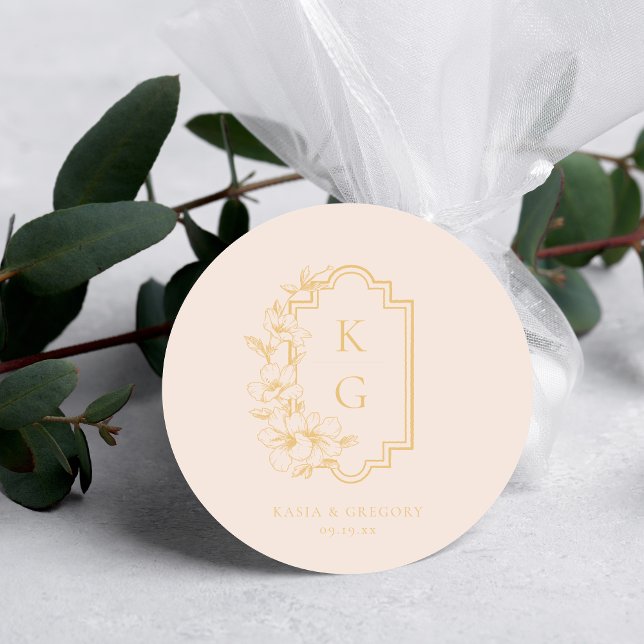 Sticker Rond Minimal moderne | Monogramme Mariage (Créateur téléchargé)
