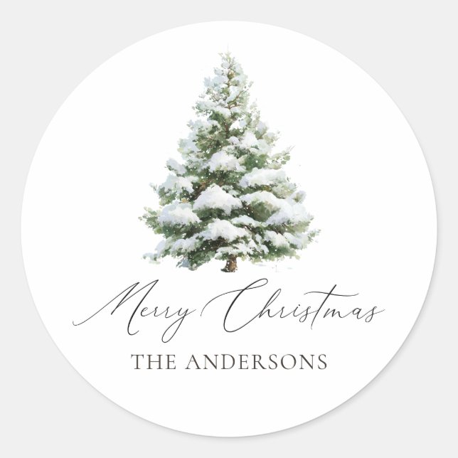 Sticker Rond Minimal Pine Tree Christmas (Devant)