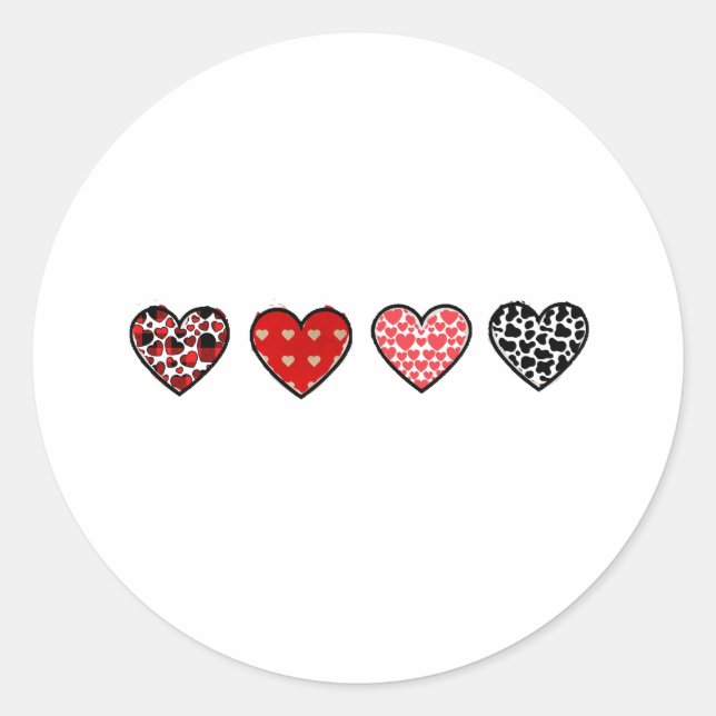 Sticker Rond minimal valentine hearts / “cute love pattern” (Devant)