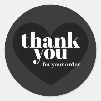 Sticker Rond Minimalist Black Elegant Business Thank You