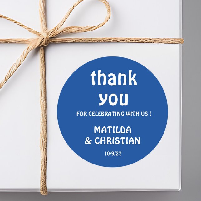 Sticker Rond Minimalist Deep Blue Wedding  (Créateur téléchargé)