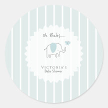 Minimalist Dusty Blue Oh Baby Elephant Baby Shower